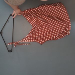Rust gingham Lime Ricki Tankini Top only